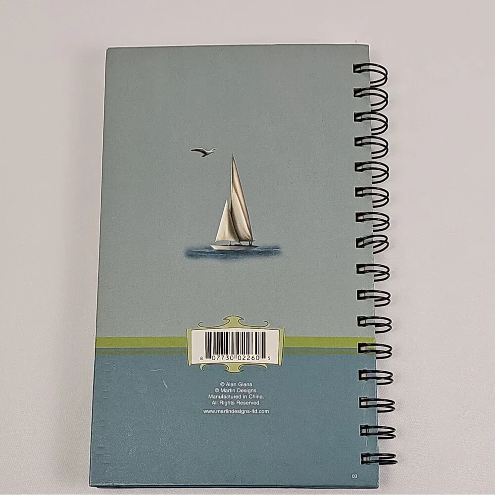 Vintage Lighthouse Spiral Bound Journal Notebook Coastal Nautical Sailboat